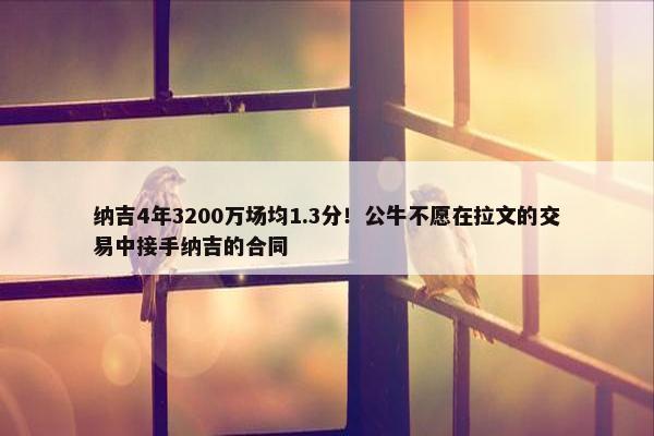 纳吉4年3200万场均1.3分！公牛不愿在拉文的交易中接手纳吉的合同