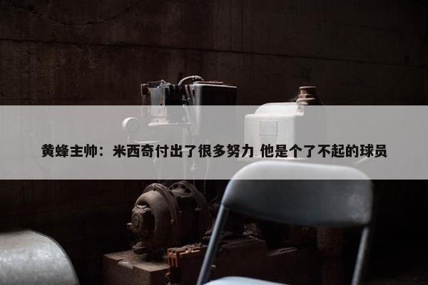 黄蜂主帅：米西奇付出了很多努力 他是个了不起的球员