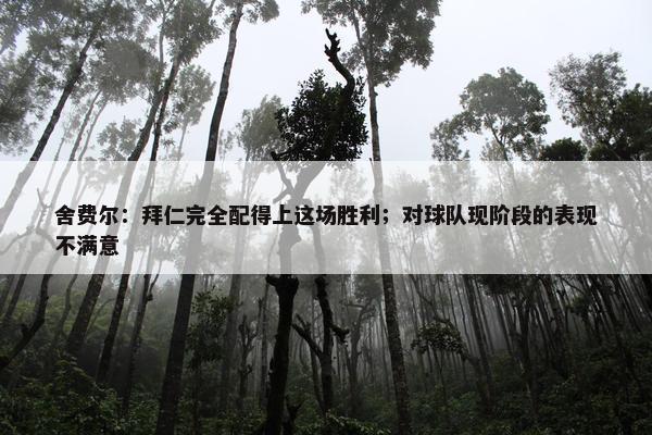 舍费尔：拜仁完全配得上这场胜利；对球队现阶段的表现不满意