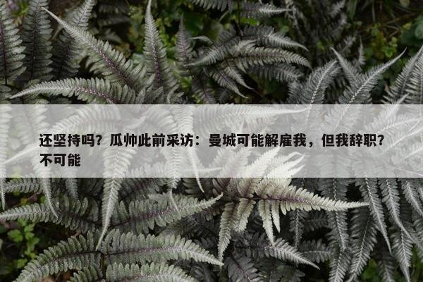 还坚持吗？瓜帅此前采访：曼城可能解雇我，但我辞职？不可能