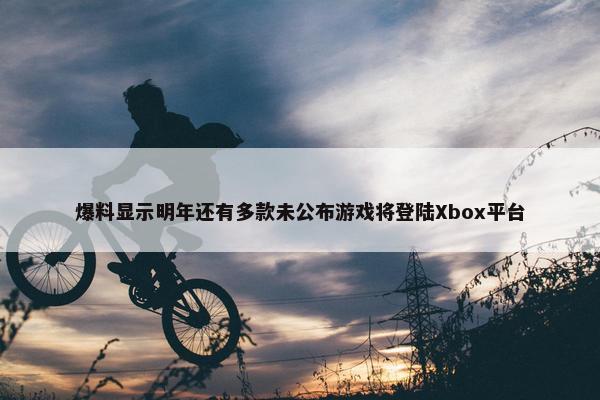 爆料显示明年还有多款未公布游戏将登陆Xbox平台