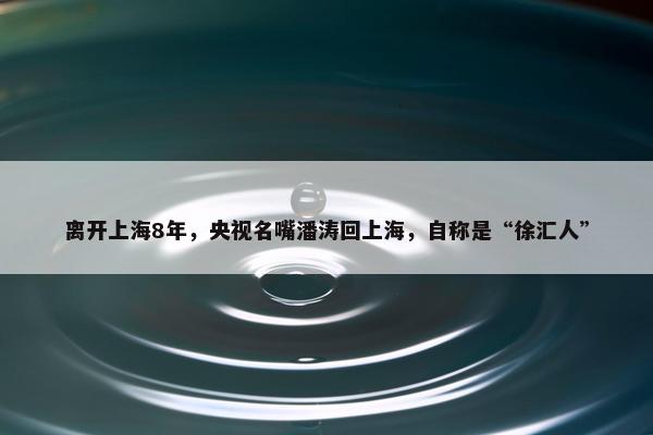 离开上海8年，央视名嘴潘涛回上海，自称是“徐汇人”