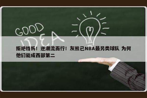 拒绝挡拆！逆潮流而行！灰熊已NBA最另类球队 为何他们能成西部第二