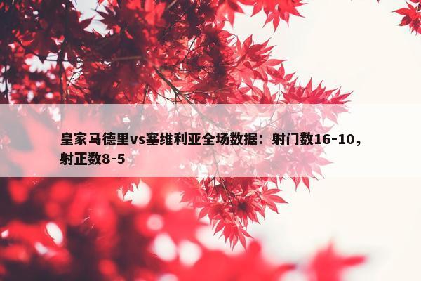 皇家马德里vs塞维利亚全场数据：射门数16-10，射正数8-5