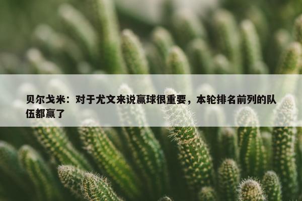 贝尔戈米：对于尤文来说赢球很重要，本轮排名前列的队伍都赢了