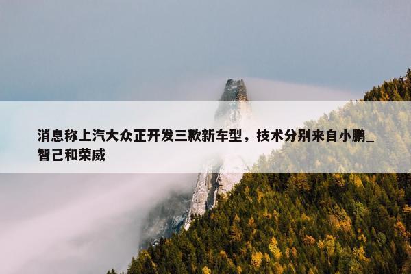 消息称上汽大众正开发三款新车型，技术分别来自小鹏_智己和荣威