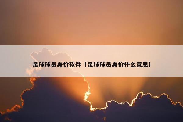 足球球员身价软件（足球球员身价什么意思）