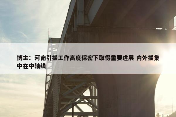 博主：河南引援工作高度保密下取得重要进展 内外援集中在中轴线