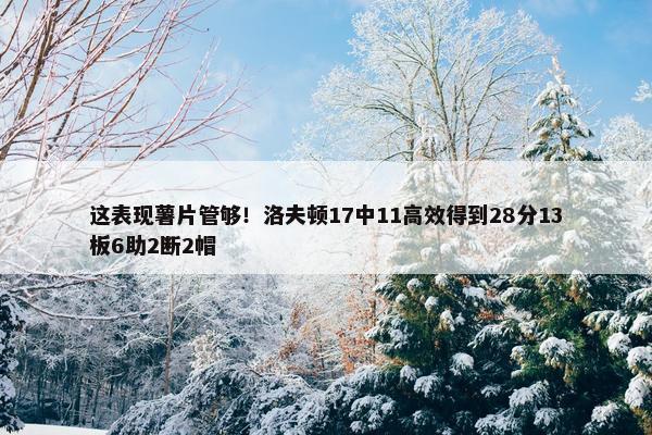 这表现薯片管够！洛夫顿17中11高效得到28分13板6助2断2帽