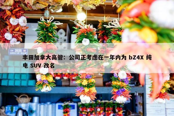 丰田加拿大高管：公司正考虑在一年内为 bZ4X 纯电 SUV 改名