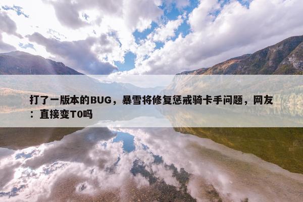 打了一版本的BUG，暴雪将修复惩戒骑卡手问题，网友：直接变T0吗