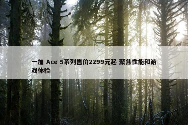 一加 Ace 5系列售价2299元起 聚焦性能和游戏体验