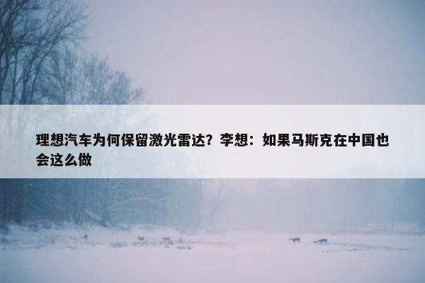 理想汽车为何保留激光雷达？李想：如果马斯克在中国也会这么做