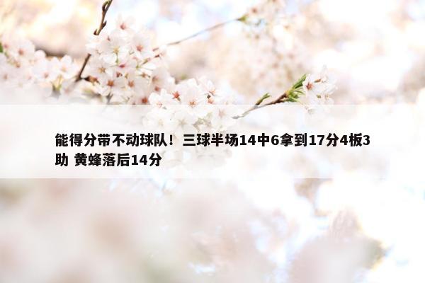 能得分带不动球队！三球半场14中6拿到17分4板3助 黄蜂落后14分