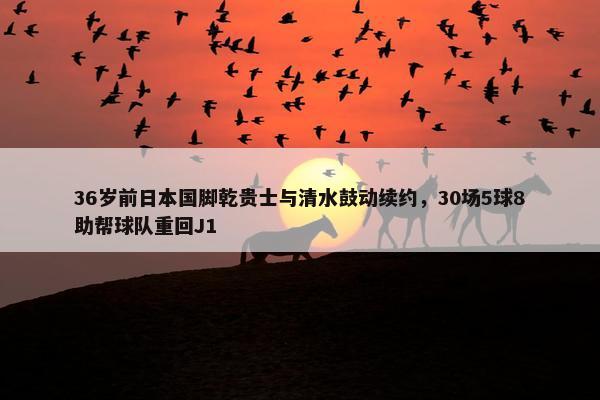 36岁前日本国脚乾贵士与清水鼓动续约，30场5球8助帮球队重回J1