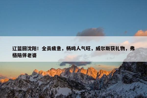 辽篮回沈阳！全员疲惫，杨鸣人气旺，威尔斯获礼物，弗格陪伴老婆