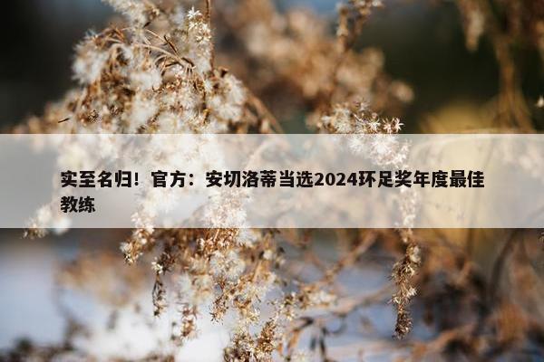 实至名归！官方：安切洛蒂当选2024环足奖年度最佳教练