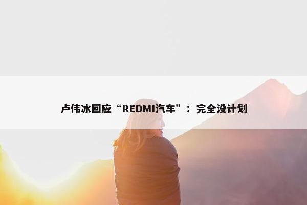 卢伟冰回应“REDMI汽车”：完全没计划