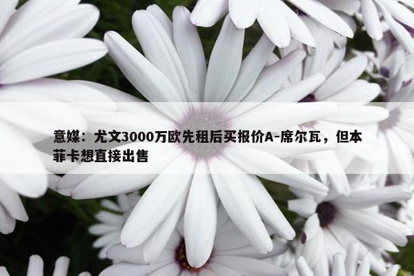 意媒：尤文3000万欧先租后买报价A-席尔瓦，但本菲卡想直接出售