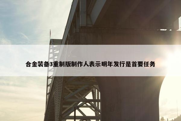 合金装备3重制版制作人表示明年发行是首要任务