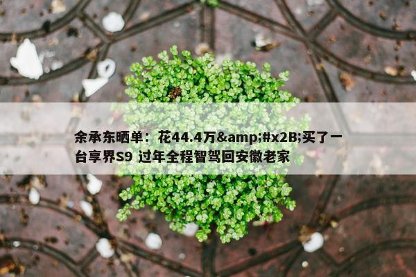 余承东晒单：花44.4万&#x2B;买了一台享界S9 过年全程智驾回安徽老家