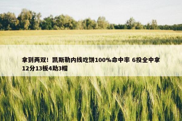 拿到两双！凯斯勒内线吃饼100%命中率 6投全中拿12分13板4助3帽