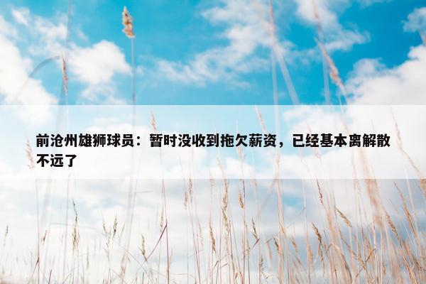 前沧州雄狮球员：暂时没收到拖欠薪资，已经基本离解散不远了