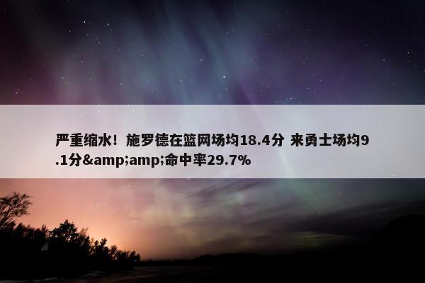 严重缩水！施罗德在篮网场均18.4分 来勇士场均9.1分&amp;命中率29.7%