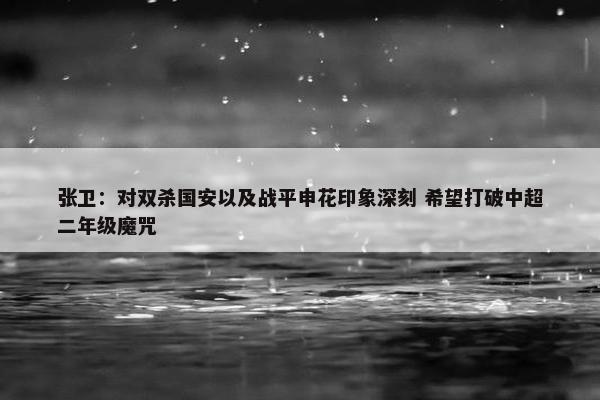 张卫：对双杀国安以及战平申花印象深刻 希望打破中超二年级魔咒