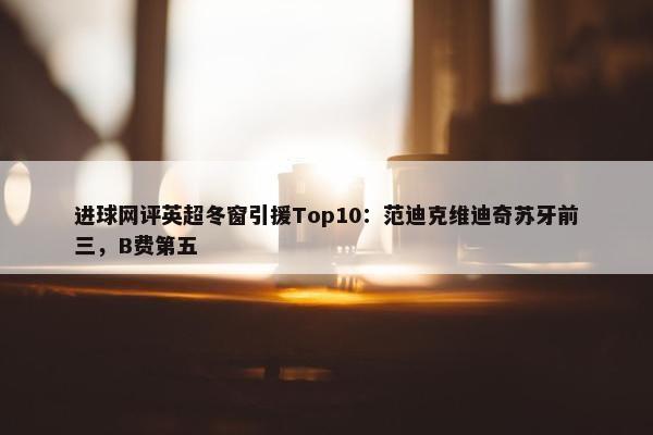 进球网评英超冬窗引援Top10：范迪克维迪奇苏牙前三，B费第五