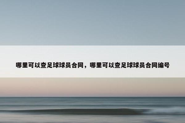 哪里可以查足球球员合同，哪里可以查足球球员合同编号