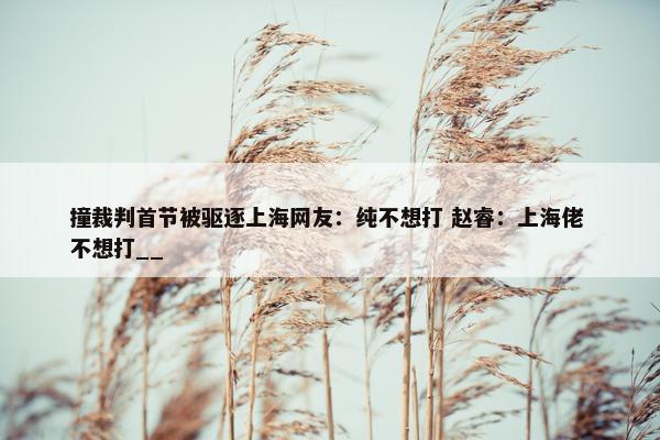 撞裁判首节被驱逐上海网友：纯不想打 赵睿：上海佬 不想打__