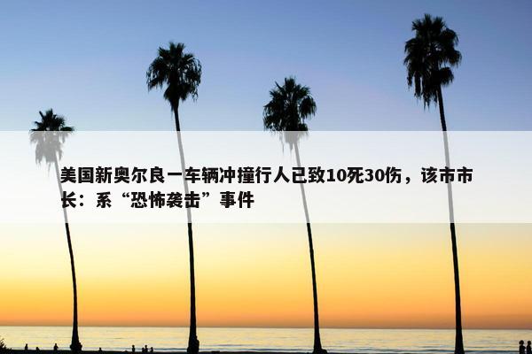 美国新奥尔良一车辆冲撞行人已致10死30伤，该市市长：系“恐怖袭击”事件