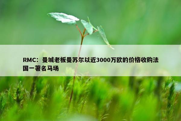 RMC：曼城老板曼苏尔以近3000万欧的价格收购法国一著名马场