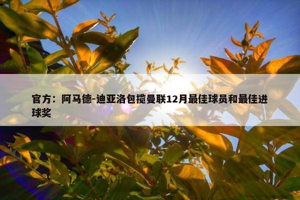 官方：阿马德-迪亚洛包揽曼联12月最佳球员和最佳进球奖