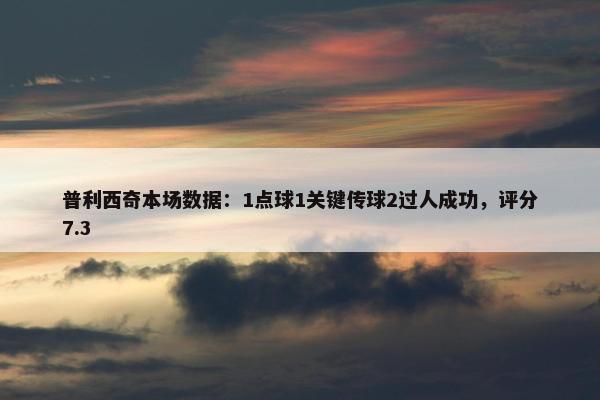 普利西奇本场数据：1点球1关键传球2过人成功，评分7.3