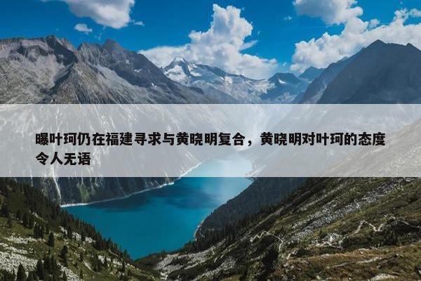 曝叶珂仍在福建寻求与黄晓明复合，黄晓明对叶珂的态度令人无语