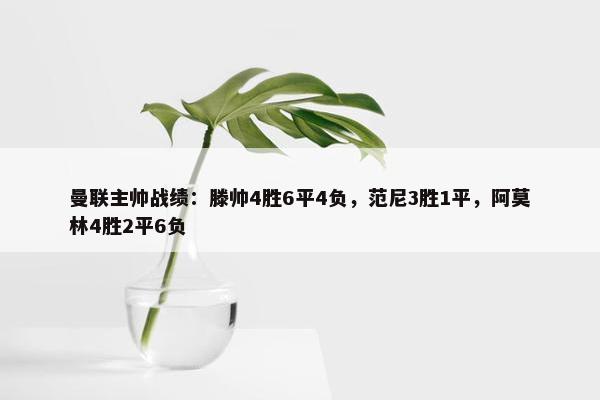 曼联主帅战绩：滕帅4胜6平4负，范尼3胜1平，阿莫林4胜2平6负