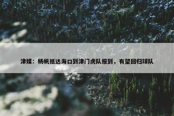 津媒：杨帆抵达海口到津门虎队报到，有望回归球队